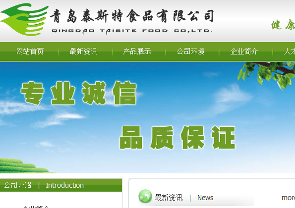 企业网站开发案例,青岛泰斯特食品有限公司 - HTML5网站开发案例
