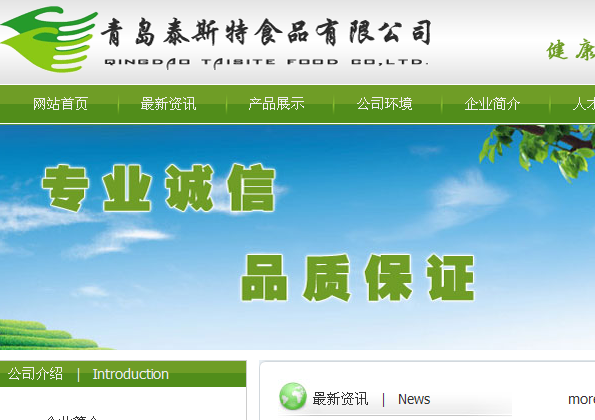 企业网站开发案例，青岛泰斯特食品有限公司 - HTML5网站开发案例